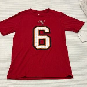 Nike Red Buccaneers Mayfield T-Shirt with Number 6 Graphic